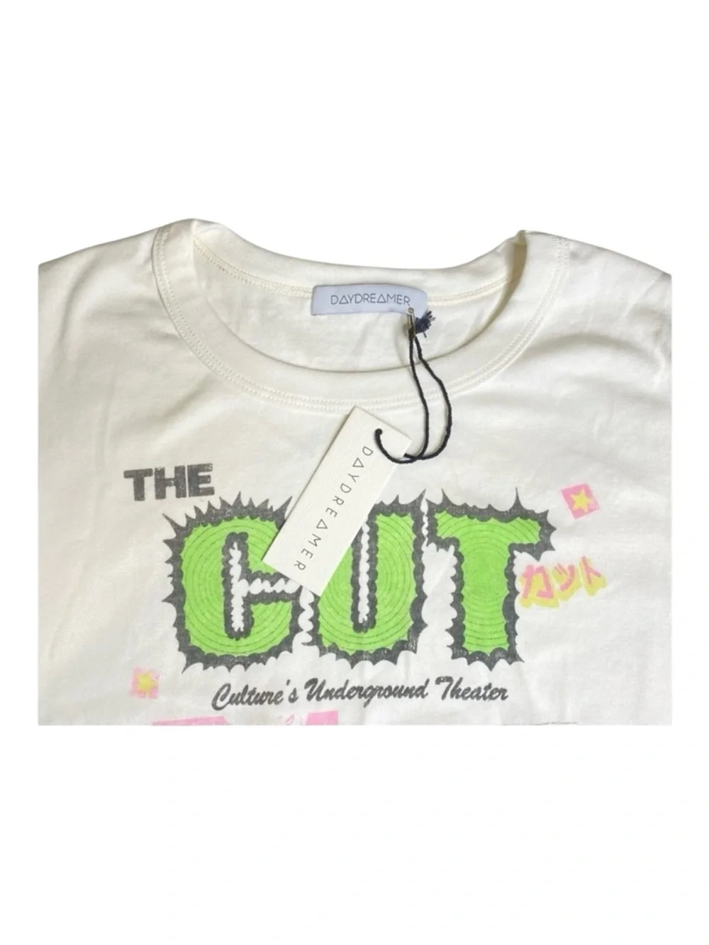 new Daydreamer x Free People 𖦹 The Cut Shrunken Baby Tee 𖦹 Vintage White 𖦹 M
